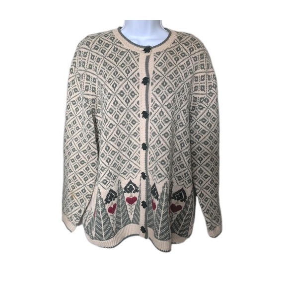 Woolrich Sweaters - WOOLRICH Folk Art Country Tree Button Embroidered Cardigan Sweater Large